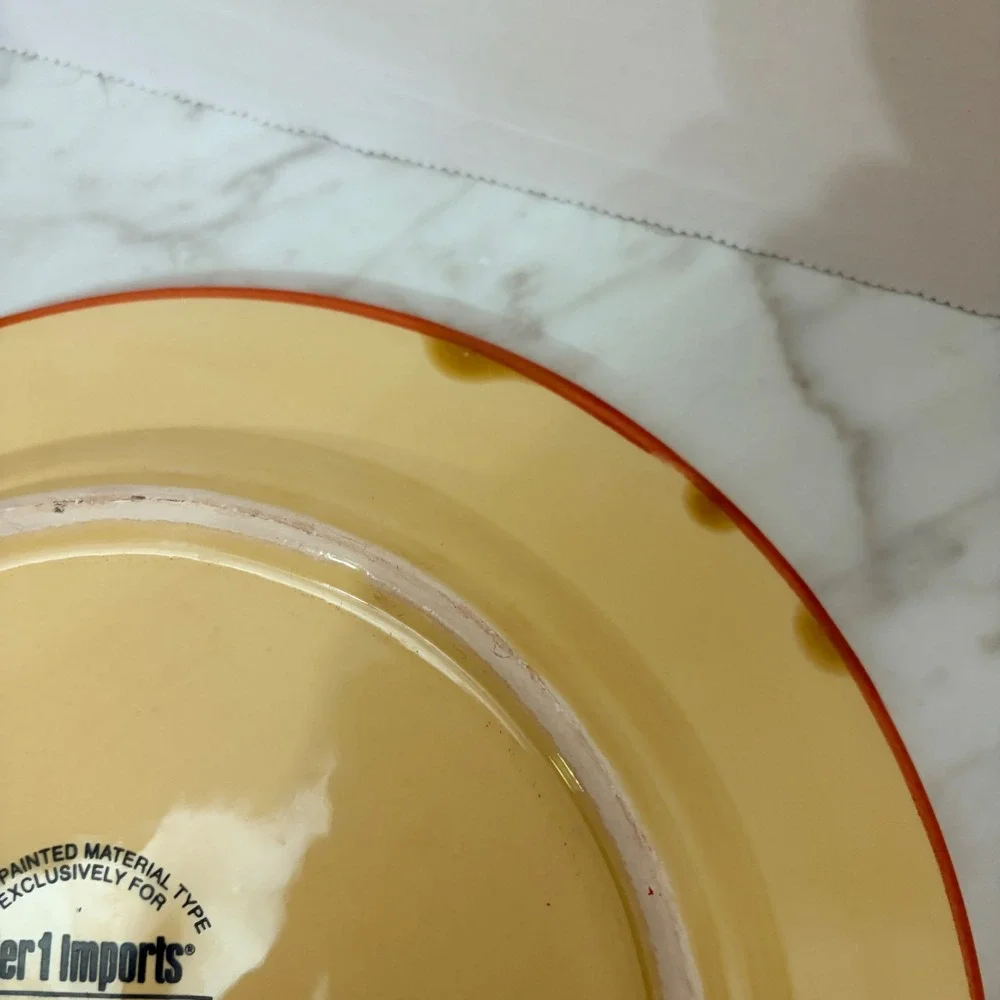 Pier 1 Imports Olive Salad Plate Hand Painted‎ Ceramic Spain Red Yellow 8.5 Inch